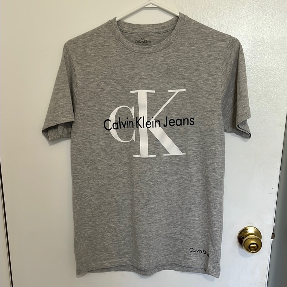Calvin Klein Men's Gray Logo Tee Shirt Size Small